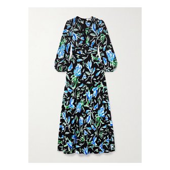 다이앤본퍼스텐버그 셀린 플로럴 프린트 크레이프 드 신 맥시 드레스 블루 1647597336288291