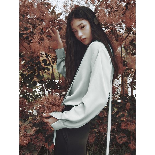 Low drape Tie Blouse  (3colors)