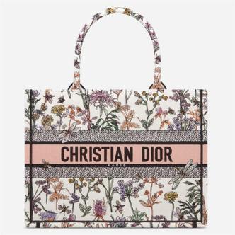 DIOR Book Tote 미디엄 백 화이트 멀티 컬러 Dior Herbarium 자수 M1296ZESOM45E