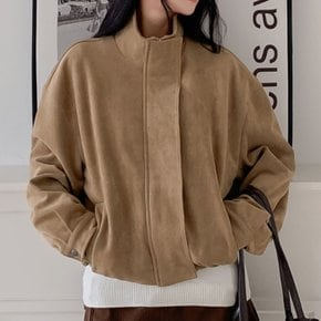 페레아 하이넥 루즈핏 스웨이드 블루종 자켓_F5059