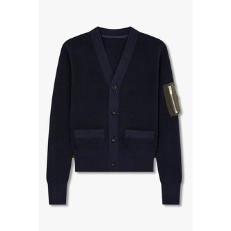 사카이 여성 나일론 패치 코튼 니트 가디건 (네이비) 6415331505000