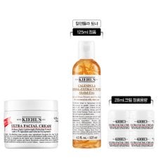 키엘 [4] 울트라 훼이셜 크림 125ml 세트 (+토너 125ml 정품 + 크림 7ml*4 정품 용량)