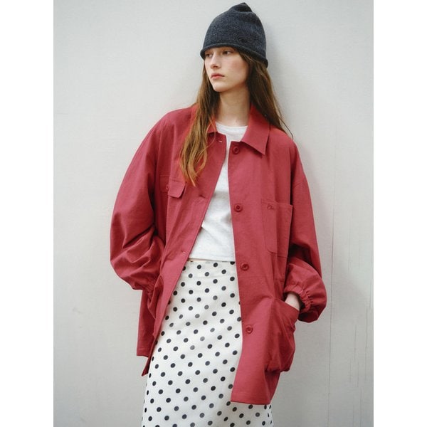 Linen Blend Utility Field Jacket_CTO155(Red)