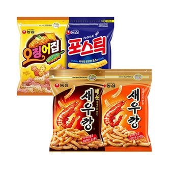 너만아는과자점 농심 대용량 새우깡400g +매운새우깡400g +포스틱280g +오징어집260g / 지퍼백 스낵