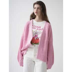 Overfit Open Rong Knit Cardigan (Pink)