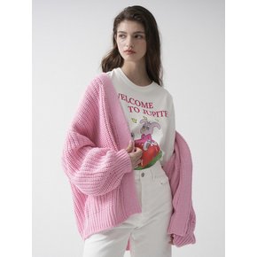 Overfit Open Rong Knit Cardigan (Pink)