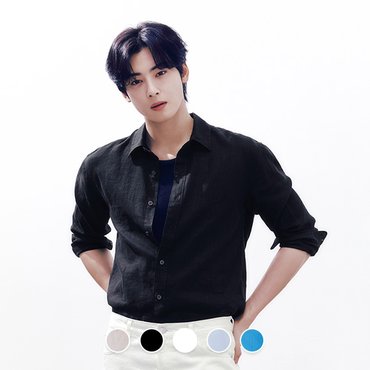 지오다노 남자 NEW 소프트 린넨100 오버핏 마 긴팔 여름 셔츠 044506