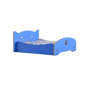 러버블리펫 반려동물 튼튼한 원목 침대 고양이 블루 S