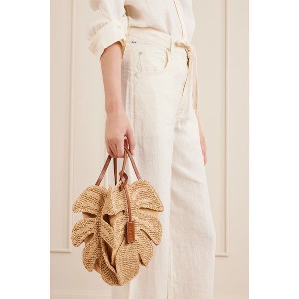 스타우드 가죽 트리밍 라피아 토트백 46376663163027467