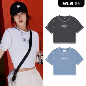 [코리아공식] [MLB] 여성 빈티지 그래픽 슬림 크롭 티셔츠 (3 COLOR)