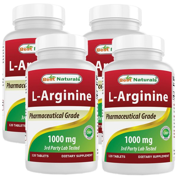 Best Naturals 베스트네츄럴스 L 아르기닌 1000mg 120정 4개 L-Arginine