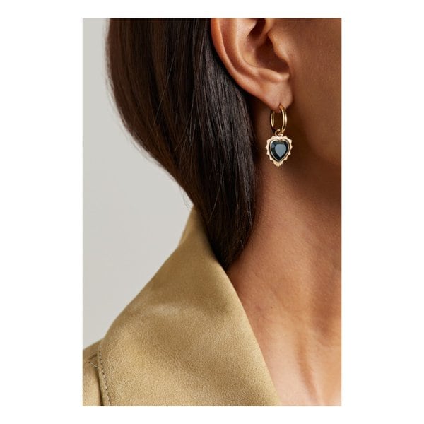 파운드레 Gemstone Heart 18-karat Gold Topaz Single Hoop Earring 블루 1647597301889187