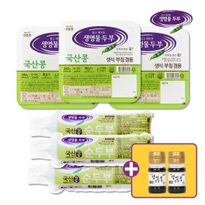 국산두부 모둠4호 (미니간장 2병증정)(순두부3모+두부대 3모)