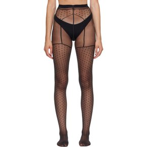 블랙 도트 가터 벨트 스타킹 17685 9180 - Black/Black