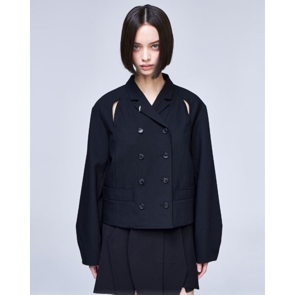 [파주점] [송지오우먼]송지오 컬렉션 베이비 카라 더블 자켓 블랙 WH2JK751BK