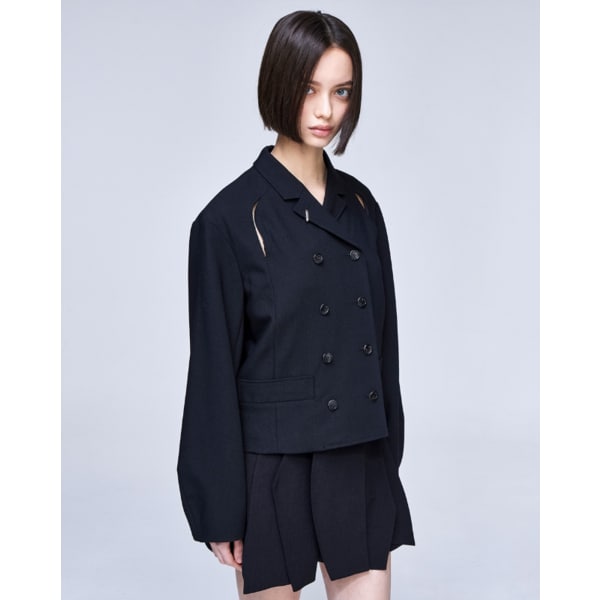 [파주점] [송지오우먼]송지오 컬렉션 베이비 카라 더블 자켓 블랙 WH2JK751BK