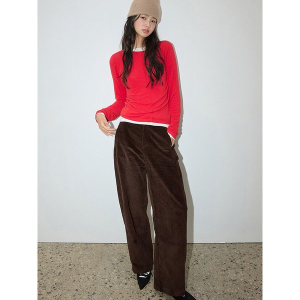 CURVED CORDUROY PANTS VELVET BROWN