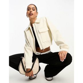 4091847 Mango pocket detail cargo bomber jacket in beige