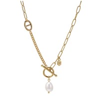 클랑코  펄 체인 콤비 목걸이/Clanko Pearl Chain Combi Necklace