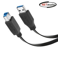 NETmate NMC-UB303F USB3.0 AM-BM FLAT 케이블 0.3m (블랙)