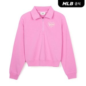 MLB [코리아공식] 여성 하트 크롭 반집업 맨투맨 NY (L.Purple)