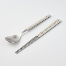 [JAJU/자주] 컬러 배색 핸들 수저 세트_21cm,22cm_아이보리