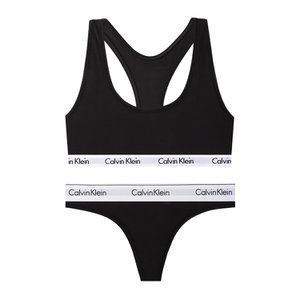 Calvin Klein CK 여성 코튼 스포츠브라 브라렛+티팬티 세트 QP1114+F3786 BLACK