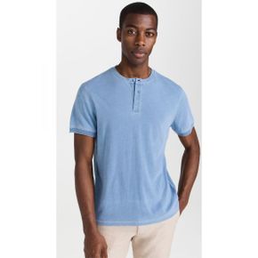 4973558 Club Monaco Short Sleeve Indigo Henley