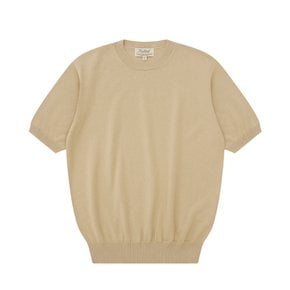 Essential Short Sleeve Round Knit (Beige)