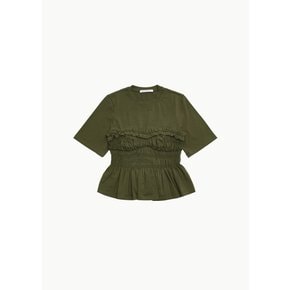 세실리에반센 24PF CECILIE BAHNSEN VILDE TOP IN OLIVE GREEN