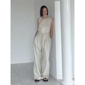 TWO-WAY BELTED JUMPSUIT (BEIGE)