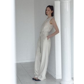 TWO-WAY BELTED JUMPSUIT (BEIGE)