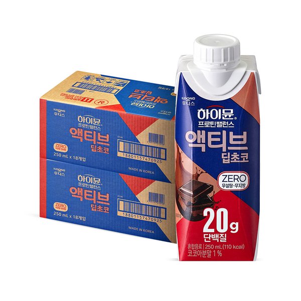 하이뮨 프로틴 밸런스 액티브 딥초코 ZERO 2박스(250ml 총36팩)