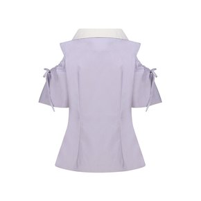 Lavender Shirring Off-Shoulder Blouse