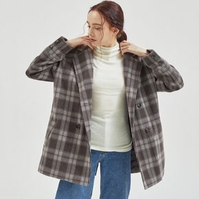 Wool Check Double Coat Beige