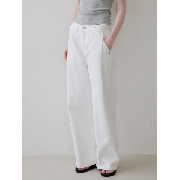 Tuck wide denim pants [KNSS06PT05]_Ivory