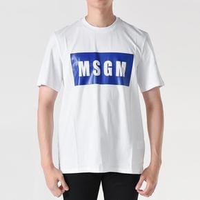 엠에스지엠 박스로고 반팔티셔츠 화이트블루 3240MM520 227298 01