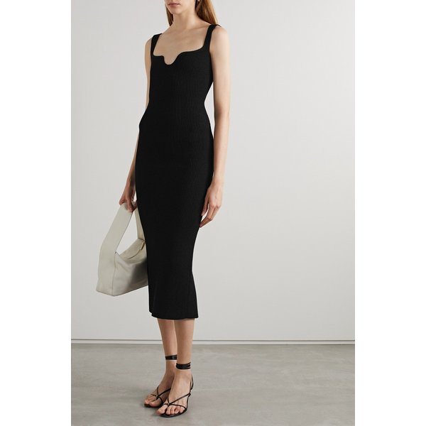 케이트 니나 골지 니트 미디 드레스 블랙 30828384629349598