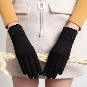 여성 오피스룩 코디 스웨이드 장갑 블랙 검정색 패션