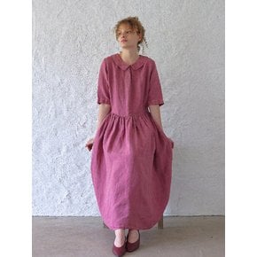 Natural dyed shirring linen dress