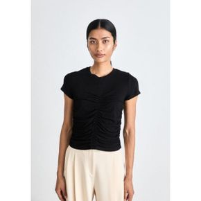 5205310 DKNY LUX RUCHED SHORT SLEEVE - Basic T-shirt black