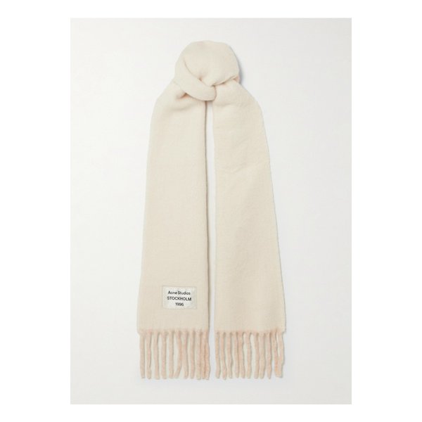 투톤 프린지 아플리케 알파카 혼방 스카프 크림 1647597350170002