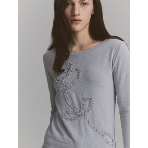 Lace Rose Long Sleeve Gray