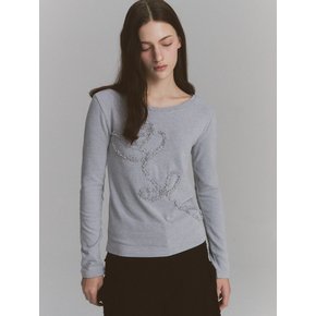 Lace Rose Long Sleeve Gray