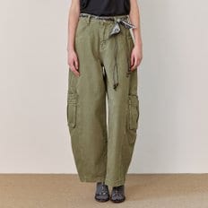 스카프 벨트 커브드 절개 와이드 카고 팬츠 ZE10QL002NA