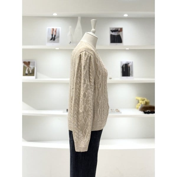 [여주점] 여성 케이블 시퀸 니트 풀오버 (D244KSK045)