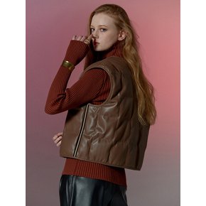 [TA212VT02P] leather quilting vest-brown