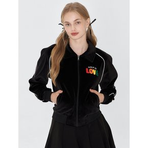 골프이즈러브 벨벳 카라 집업 블랙