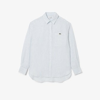 라코스테 [시흥점] 여성 오버사이즈핏 컬러 스트라이프 린넨 셔츠 CF4621-56GO