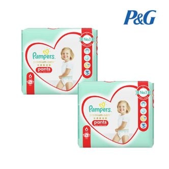 팸퍼스 유럽산 팸퍼스 프리미엄케어 팬티형 기저귀  6단계_2팩(62p) pampers 바우처